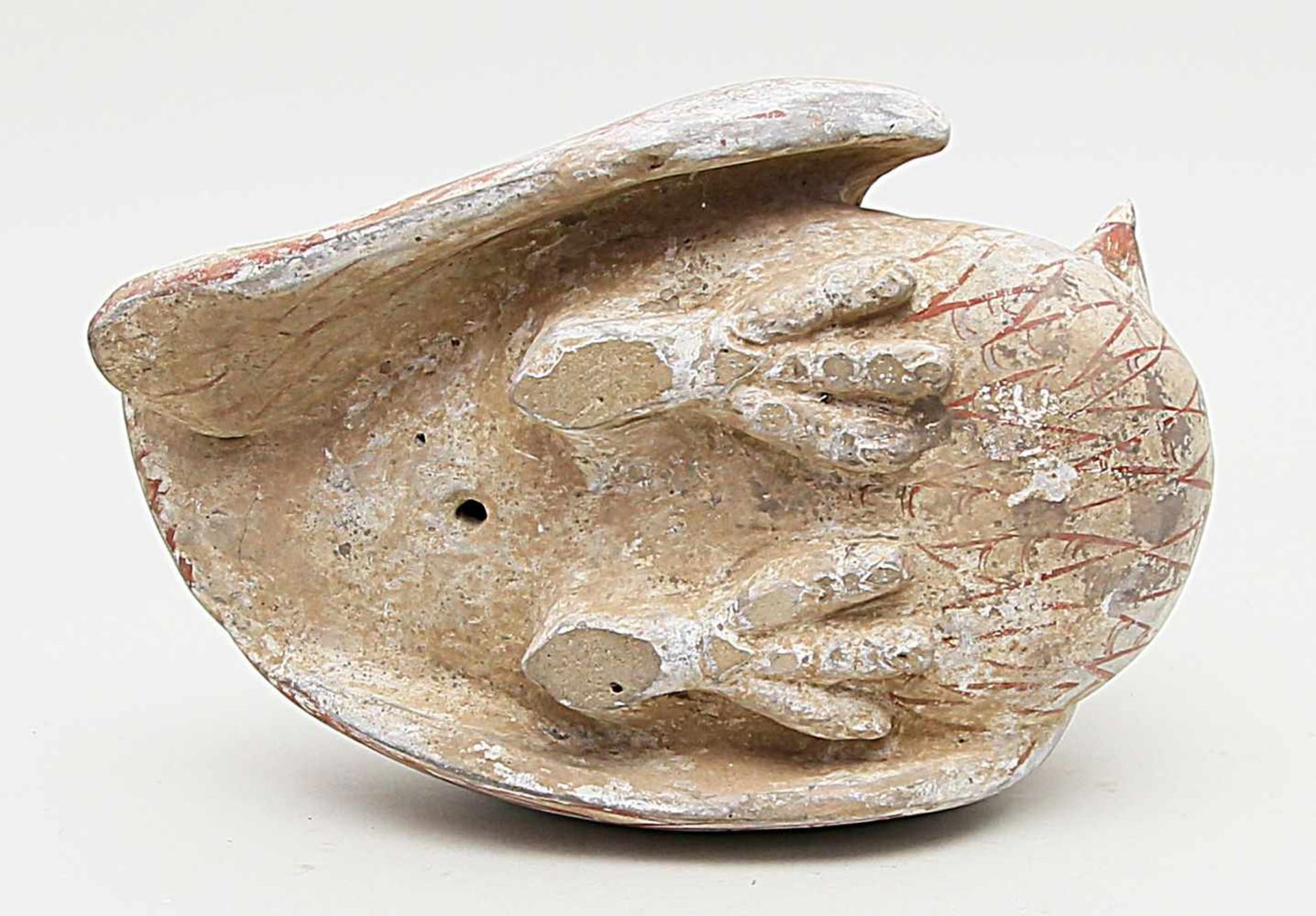 Skulptur einer Wachtel (Han-Dynastie 206 v. Chr. - 220 n. Chr., China)Gebrannter Ton, heller - Bild 2 aus 2