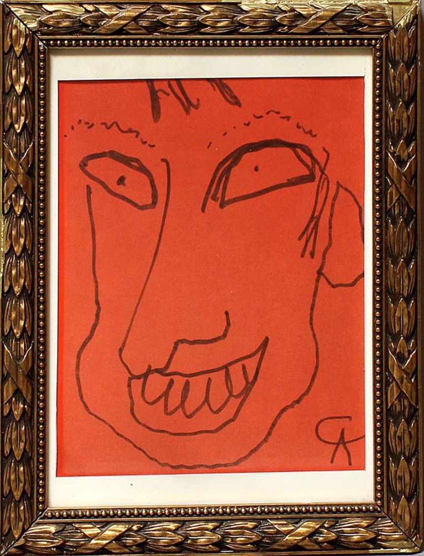 Calder, Alexander (1898 Lawnton - New York 1976), att.Abstraktes Portrait. Filzstift/rotem Papier (