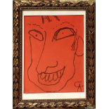 Calder, Alexander (1898 Lawnton - New York 1976), att.Abstraktes Portrait. Filzstift/rotem Papier (