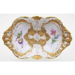 Prunkschale, Meissen.Oval mit reichem Rocaillenrelief, teils goldbronziert und mit