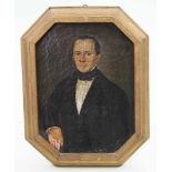 Biedermeier Miniaturist (um 1856)Herrenportrait. Öl/Lwd. (Altersspuren), verso unleserich bez. "