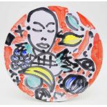 Szczesny, Stefan / Thumm, PeterAbstrakte Komposition. Runde Keramikplatte mit polychromer Glasur,