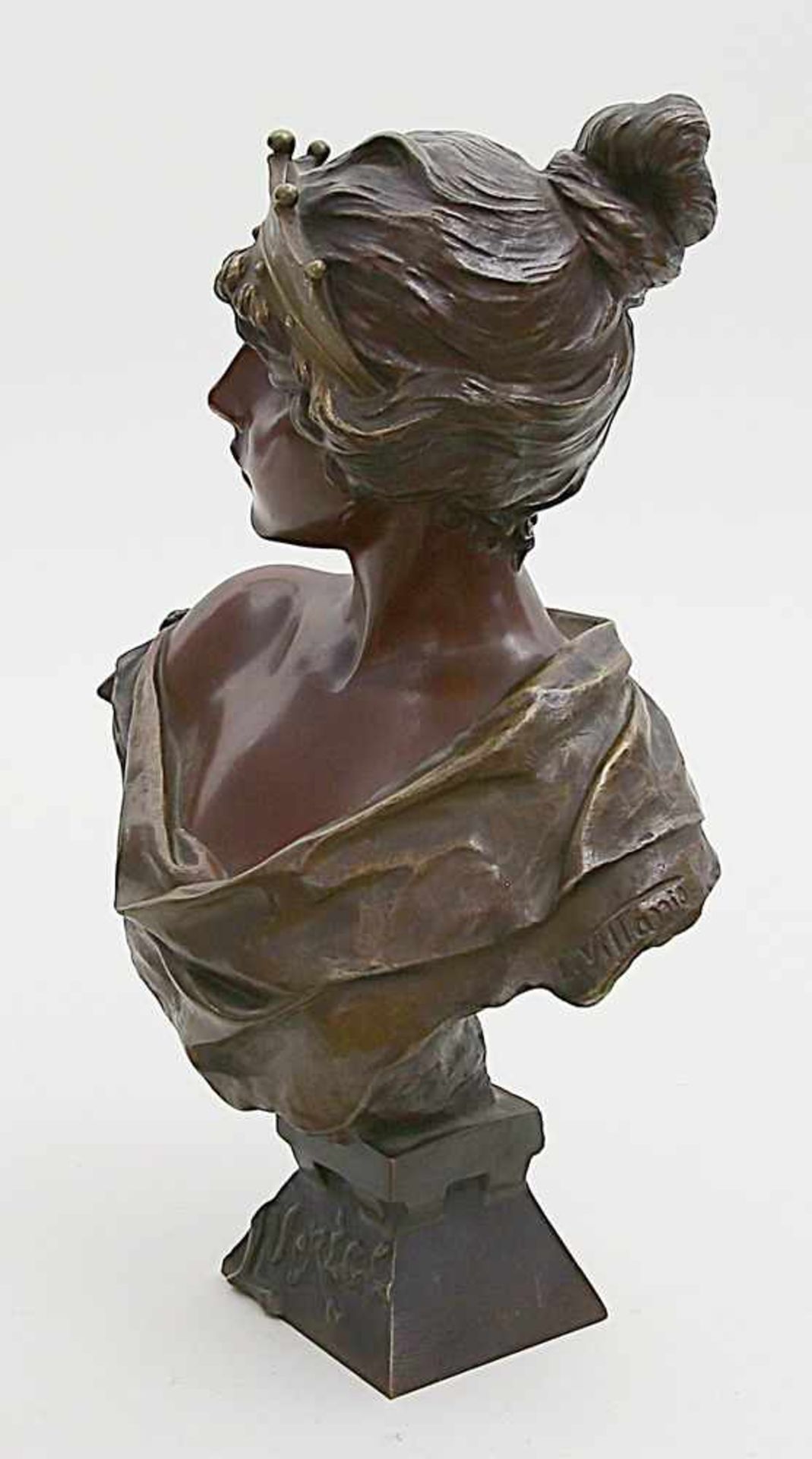 Villanis, Emmanuel (1858 Lille - Paris 1914)Jugendstil-Mädchenbüste: "Lucrèce", so auf dem Sockel - Bild 2 aus 3