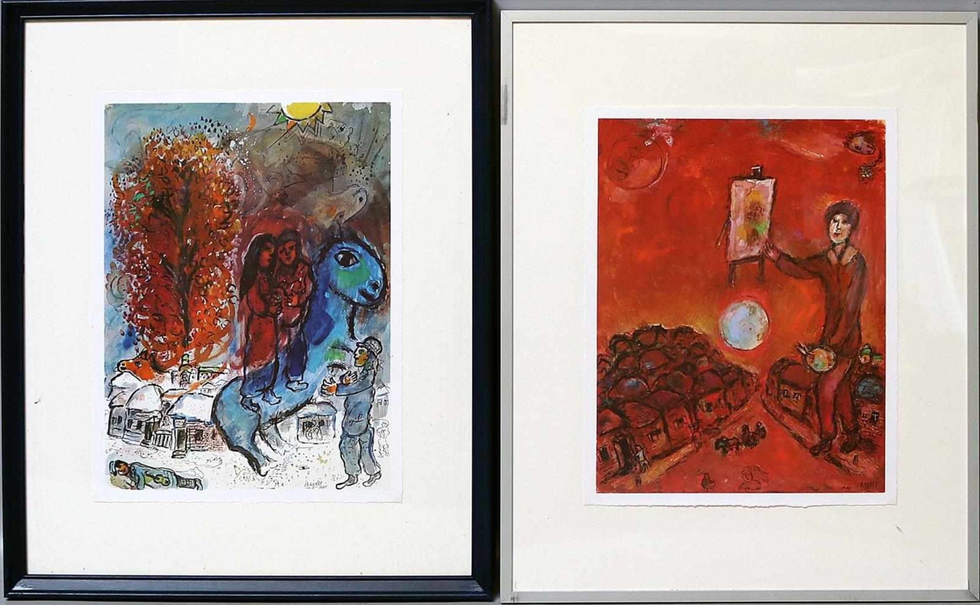 Chagall, Marc (1887-1985), nach5 Blätter nach Chagall. Farboffset. Ca. 35,5x 24 bis 36x 27 cm. Je