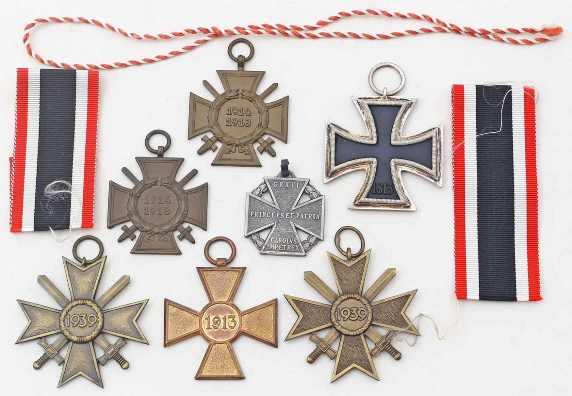7 Orden/Auszeichnungen, 1./2. WK.Dabei russisches Kreuz 1913, Frontkämpfer-Ehrenkreuze und