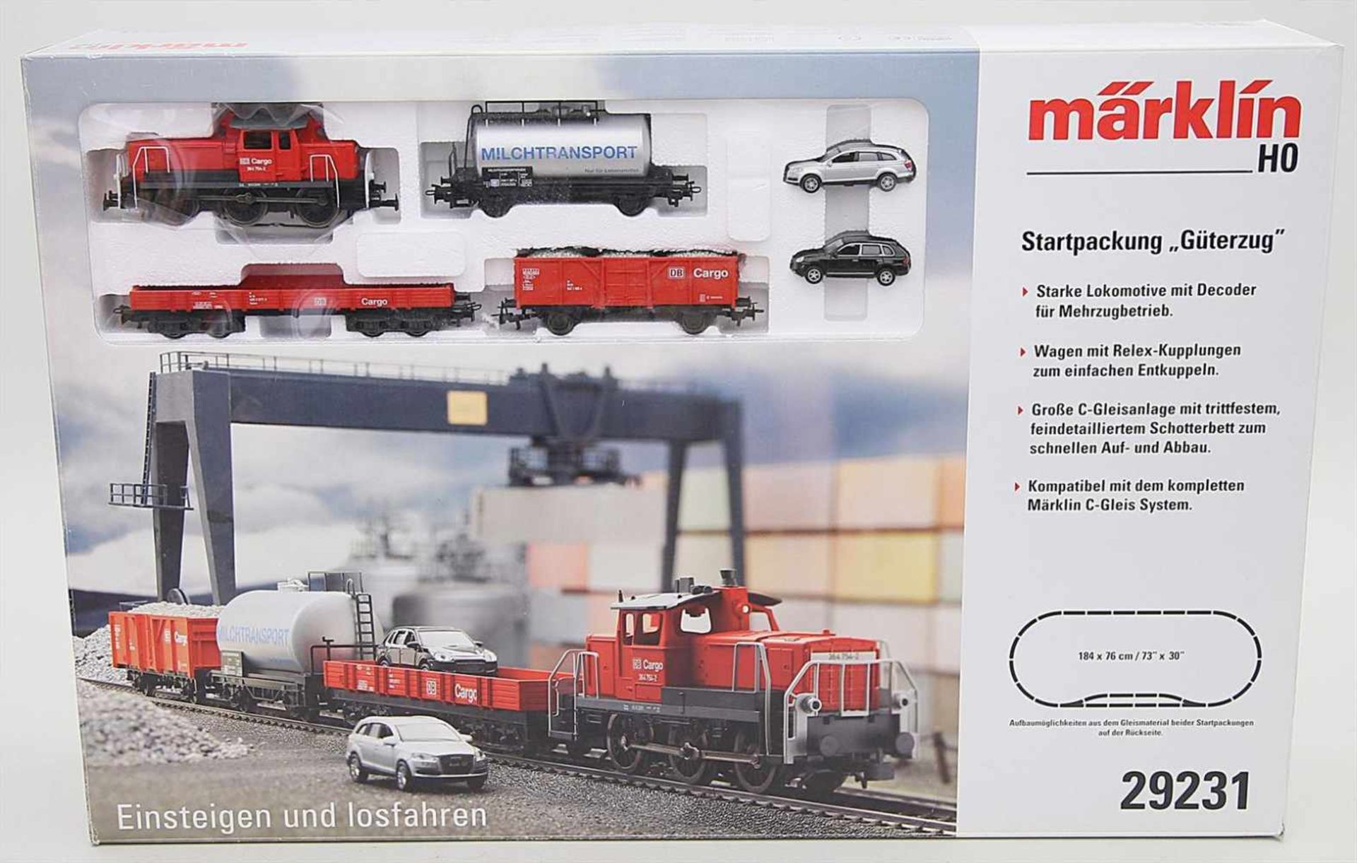 Startpackung Güterzug, Märklin H0.Art.-Nr. 29231, Gleismaterial und Trafo fehlen. In Originalkarton,