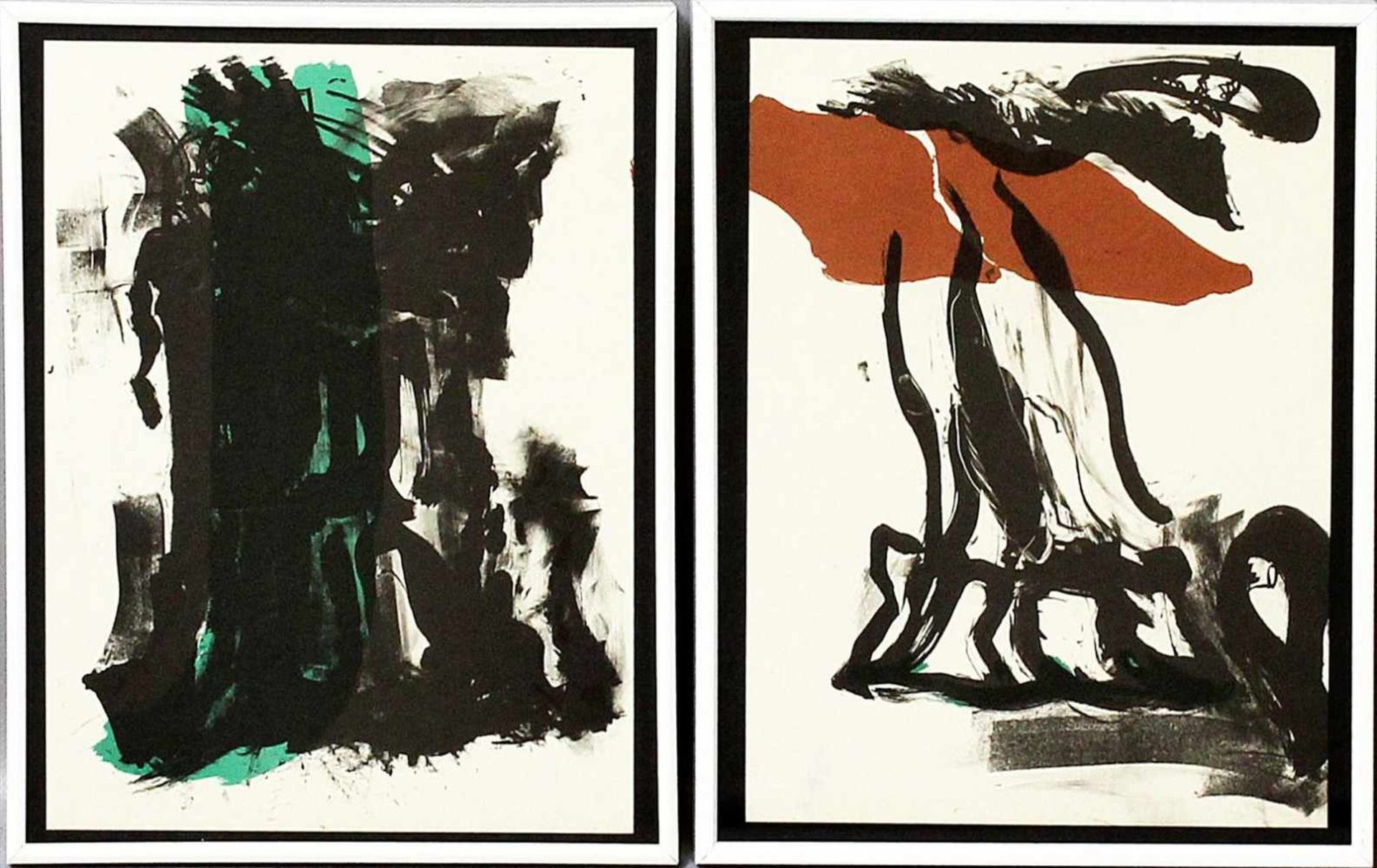 Kirkeby, Per (1938 Kopenhagen 2018)2 abstrakte Darstellungen, wohl aus "Derrière le Miroir".