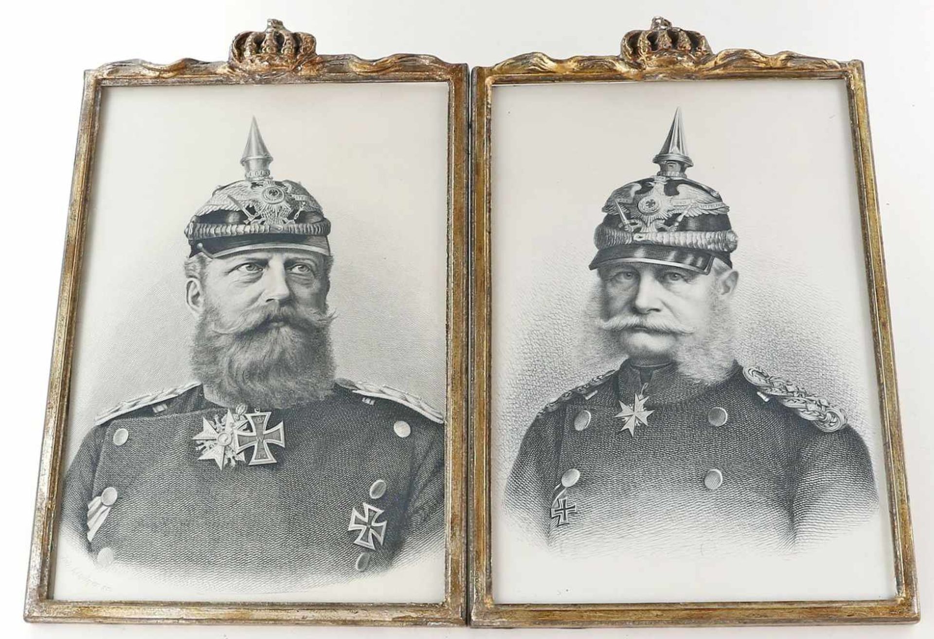 Paar Lithographien (Ende 19. Jh.)Kaiser Wilhelm I. und Friedrich III. von Hohenzollern, je in