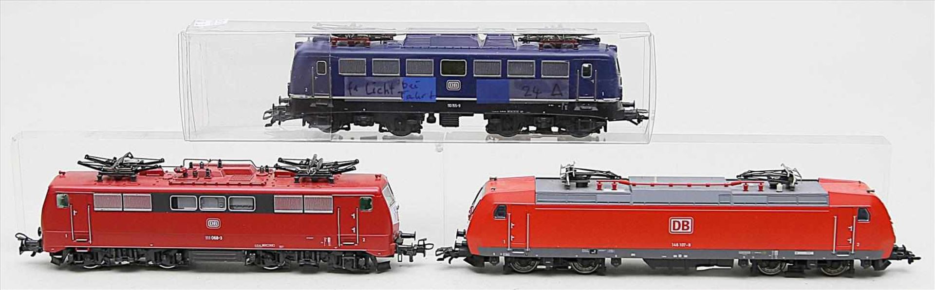 3 E-Loks, Märklin H0.Verschiedene Ausführungen und Art.-Nr. Funktionen nicht geprüft. Bespielt.