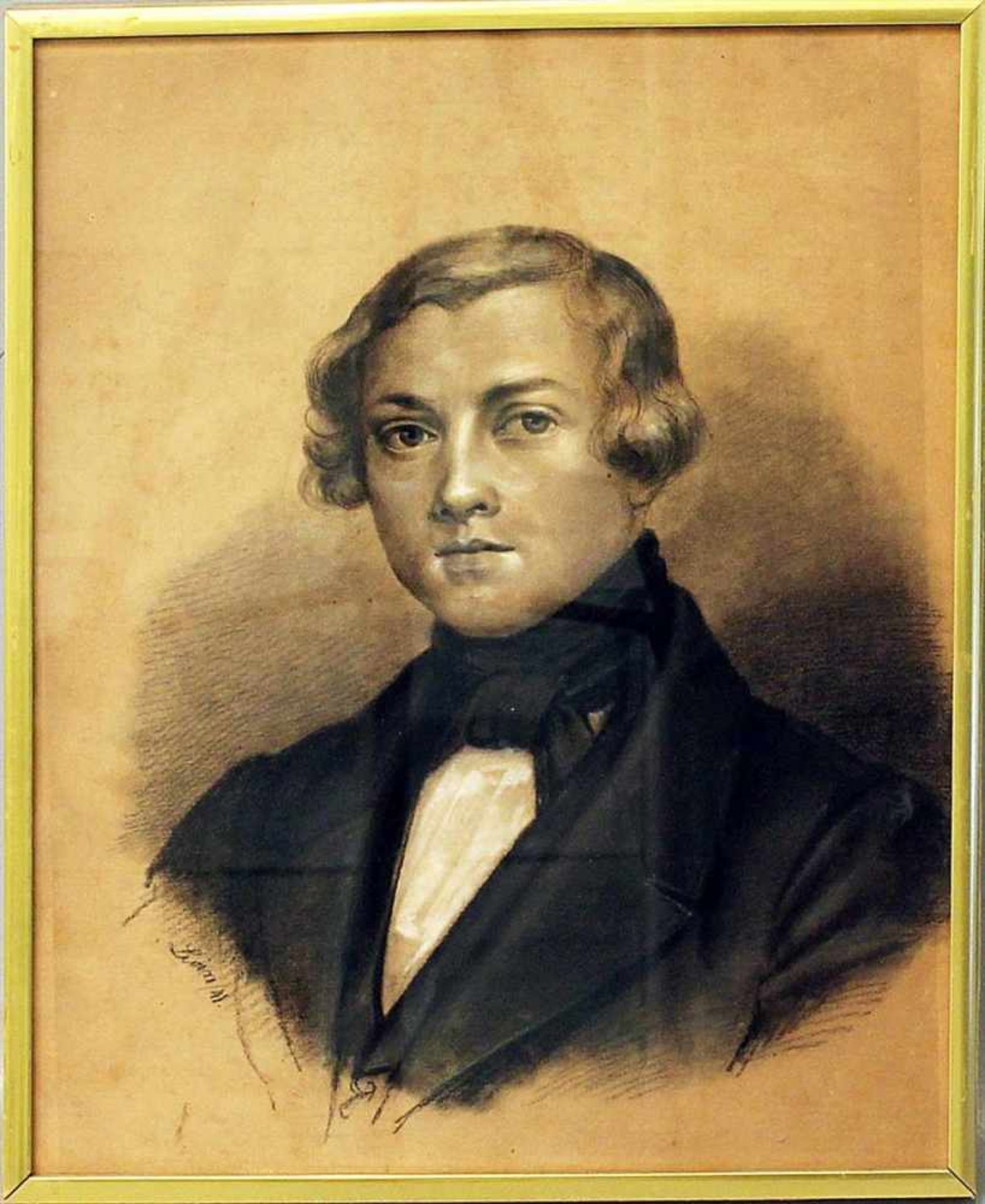 Levin (um 1841)Portrait eines jungen Herren. Mischtechnik/Papier (Altersspuren), li. u. sign. und