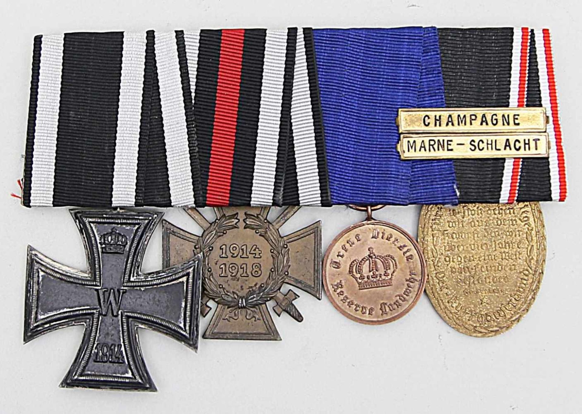 Ordensspange mit 4 Auszeichnungen:Landwehr-Dienstauszeichnung 2. Klasse, Ehrenkreuz für
