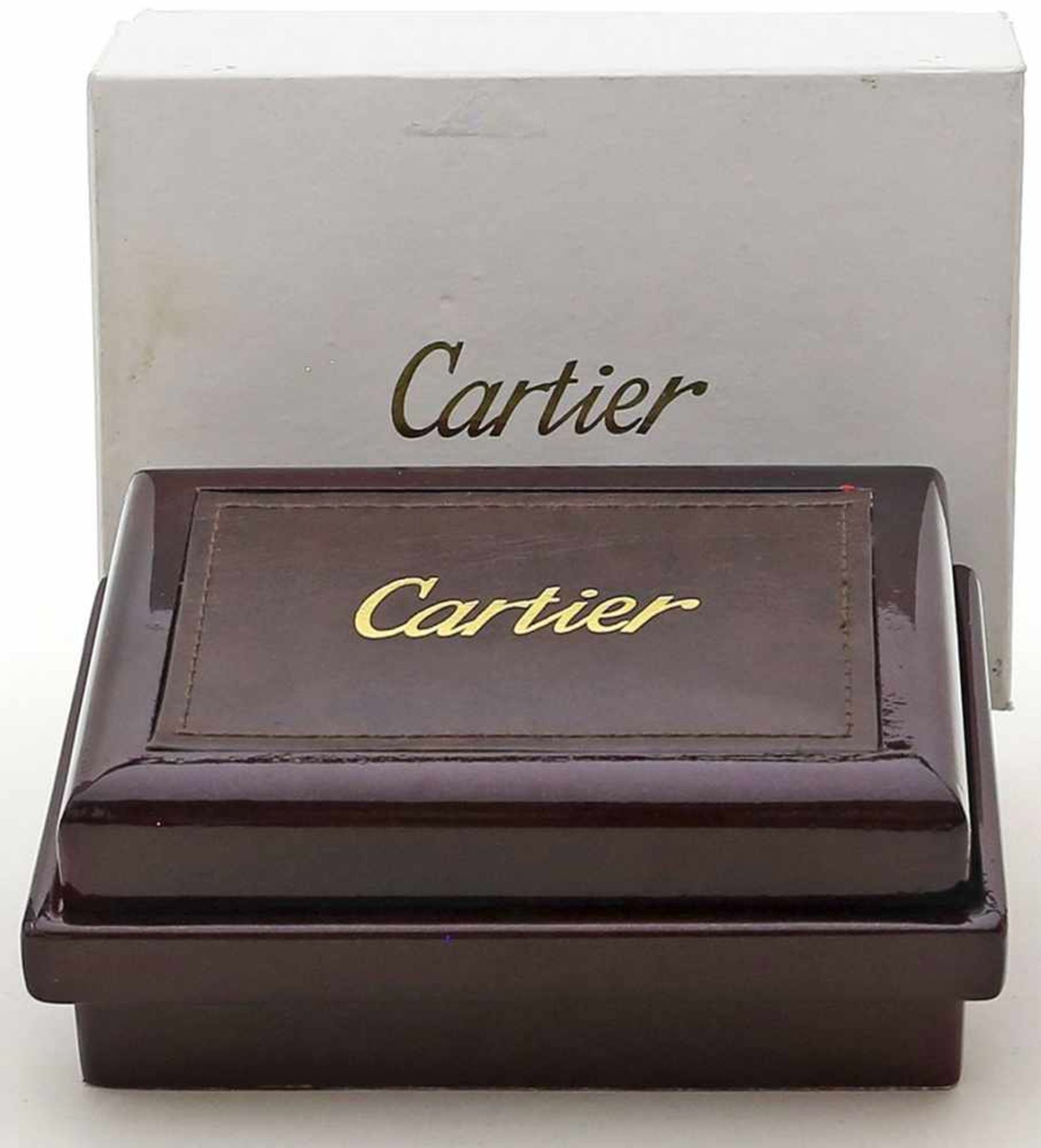 Armbanduhrenschatulle "Cartier".L. Gebrauchsspuren. Mit Umkarton.