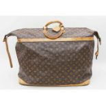 Große Beuteltasche, Louis Vuitton.Monogram-Canvas mit braunem Leder. Vergoldete