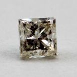 Diamant, 0,18 ct.Im Princesscut. tcr (I)/si1. Beigegeben: Gemological Report (Zertifikat) der