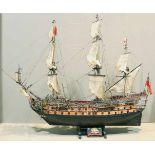 Zurückgezogen.Großes Modellschiff "Queen Charlotte 1789". Holz, farbig gefasst. Detailreiche