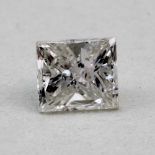 Diamant, 0,2 ct.Im Princesscut. tw (F)/pi1. Beigegeben: Gemological Report (Zertifikat) des