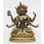 Skulptur der Ushnishavijyaya.Bronze mit partieller Vergoldung. "Die siegreiche Göttin der