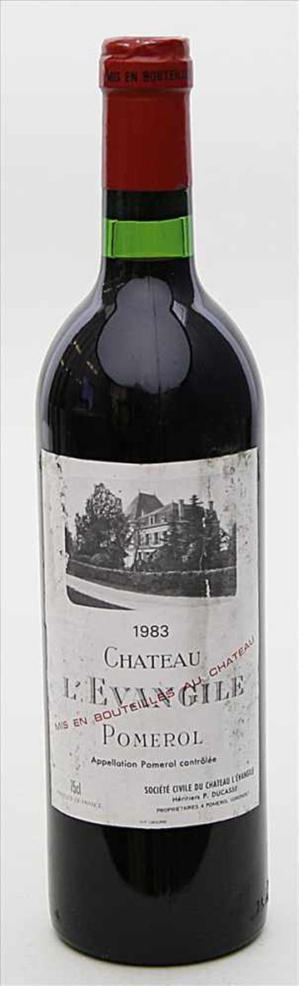 Flasche Rotwein "Chateau l'Evangile Pomerol 1983".Flasche wurde gut gelagert.- - -19.33 % buyer's