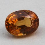 Mandarin-Granat (Spessartin), 1,9 ct.Oval facettiert. Beigegeben: Gemological Consultancy Report (