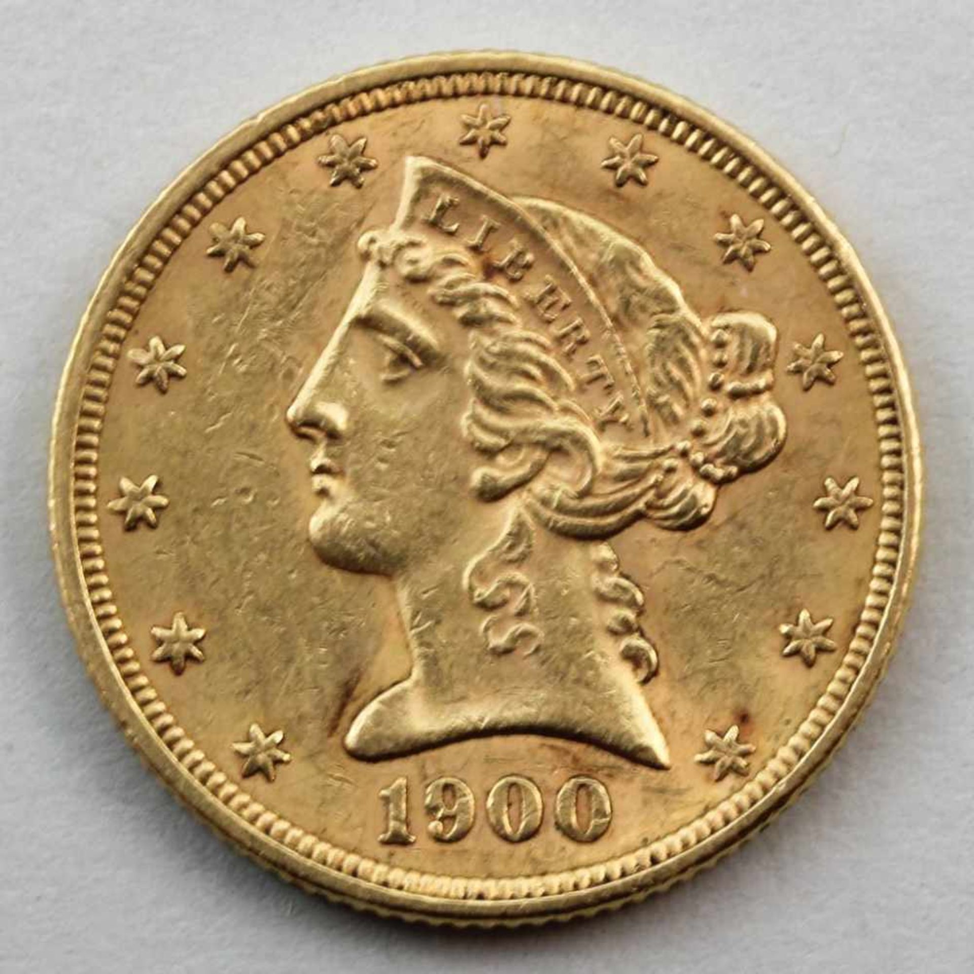 Goldmünze, USA 5 Dollar "Liberty/Coronet Head, Half Eagle", 1900.900/000 GG, 8,37 g. vz.- - -19.33 % - Bild 2 aus 2