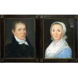 Biedermeier-Portraitist (um 1809)Pendants: Damen- bzw. Herrenbildnis, verso auf Etikett