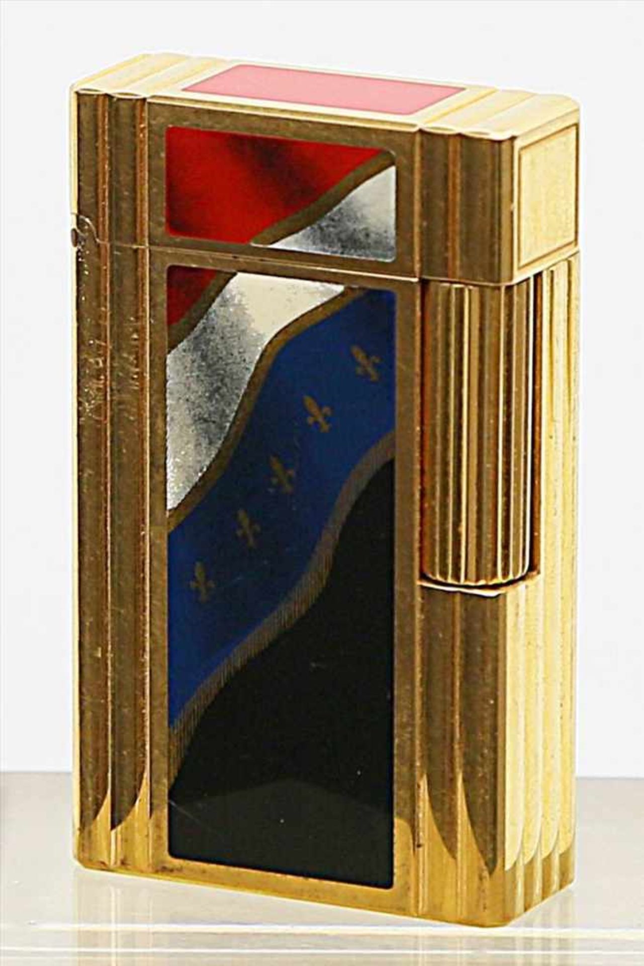 Limitiertes Feuerzeug "Französische Revolution 1789-1989", Dupont.Vergoldet mit farbigem