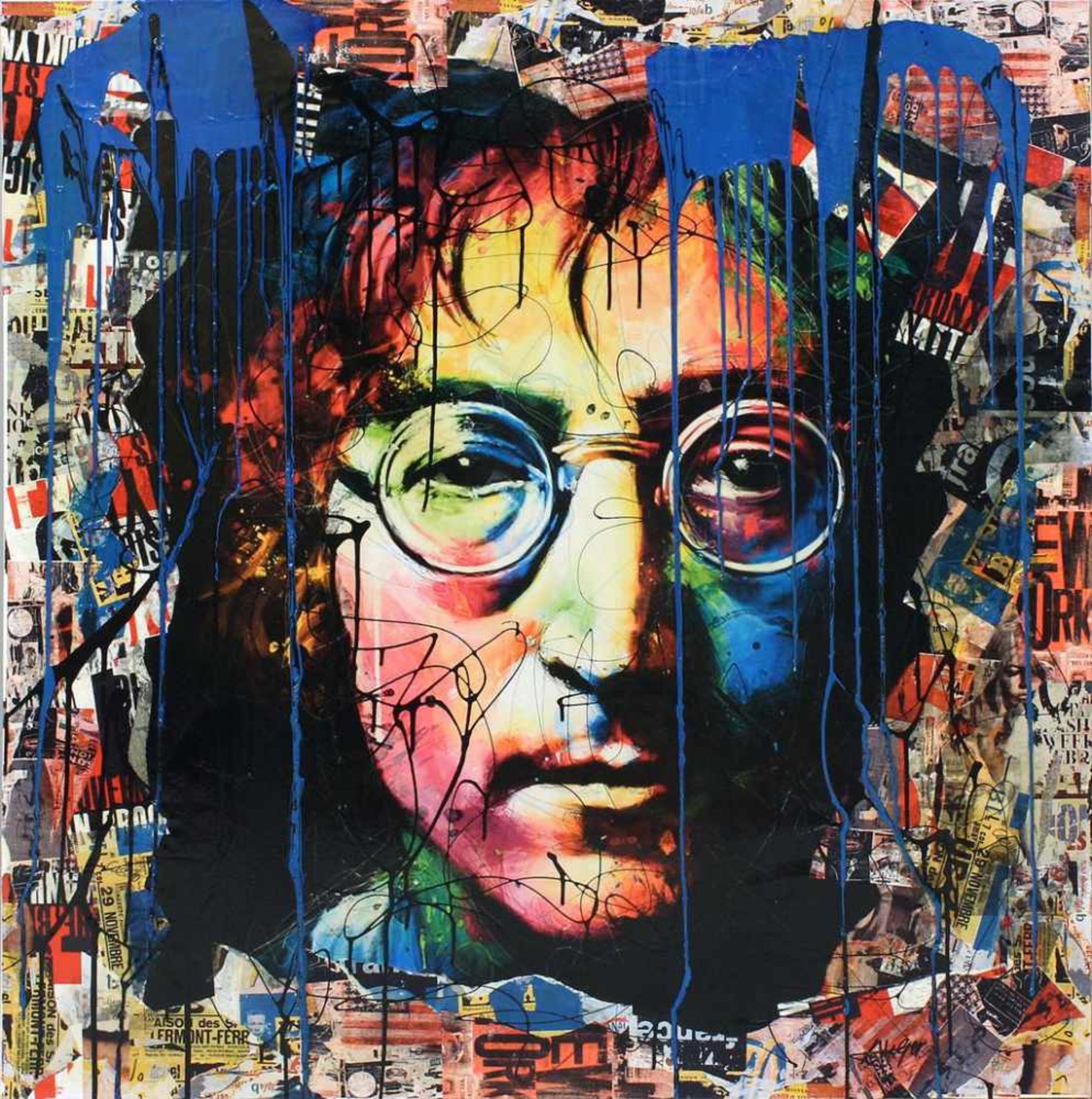 Auger, Thierry (geb. 1968)Imagine - John Lennon. Mischtechnik/Collage/Lwd., re. u. sign. sowie verso