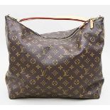 Henkeltasche, Louis Vuitton.Monogram-Canvas mit braunem Leder. Vergoldete Metallapplikationen,