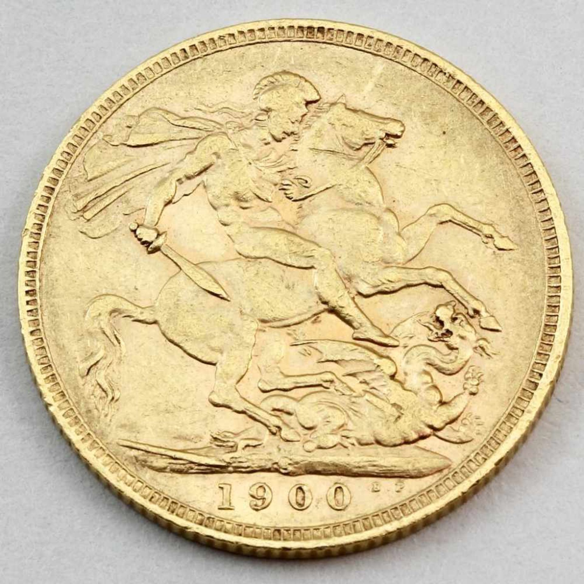 Großbritannien, Viictoria, 1 Sovereign, 1906.916/000 GG, 7,95 g. ss+.- - -19.33 % buyer's premium on - Bild 2 aus 2