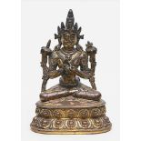 Sitzender "Vajrapani".Bronze mit beriebener Vergoldung. Dargestellt im Meditationssitz mit