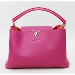 Henkeltasche "CAPUCINES MM", Louis Vuitton.Pinkes Leder TAURI HIBISCUS POPPY. Vergoldete