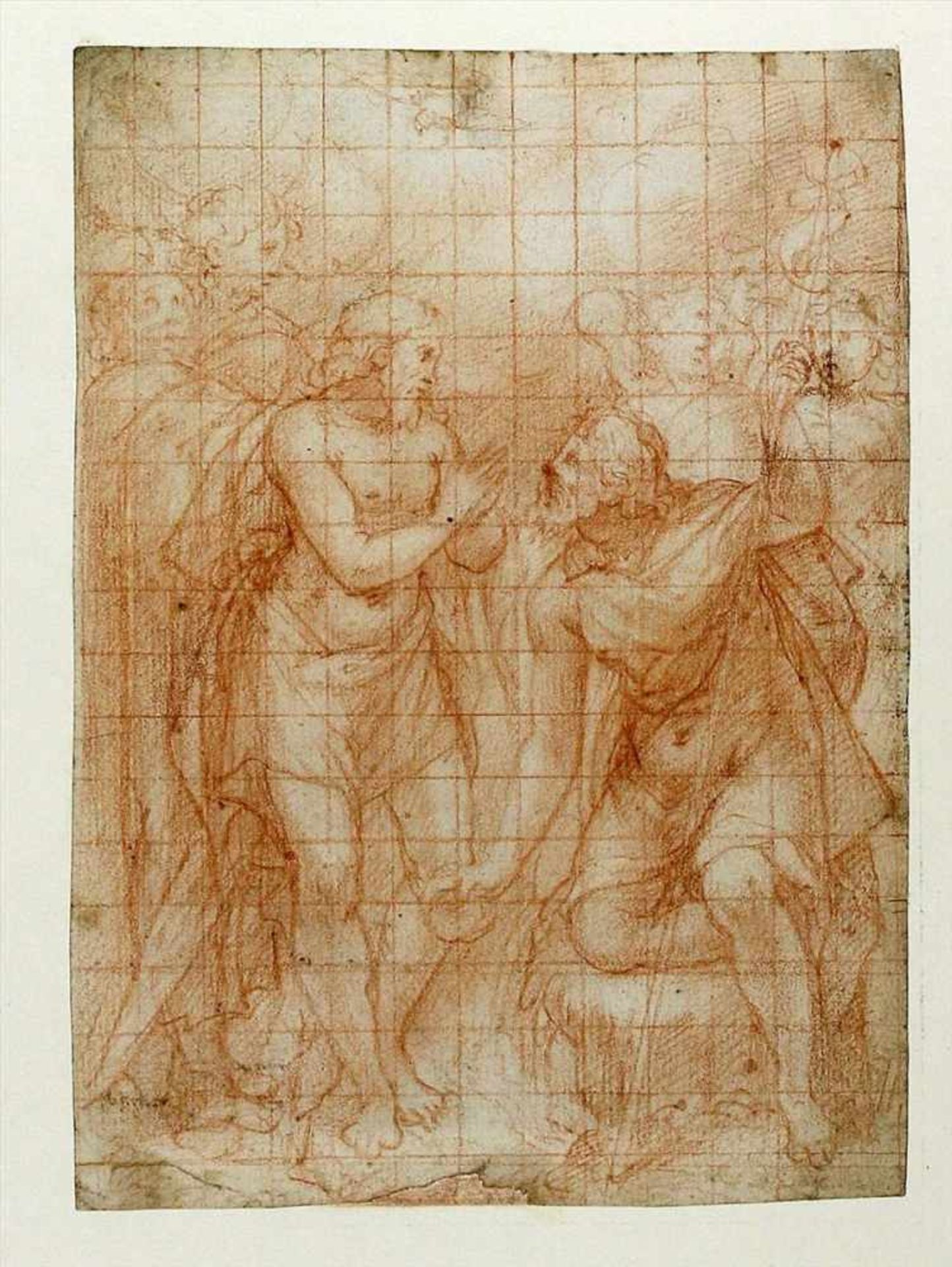 Samacchini, Orazio (1532-1577), in der Art vonTaufe. Quadrierte Rötelzeichnung/Bütten (rest.,