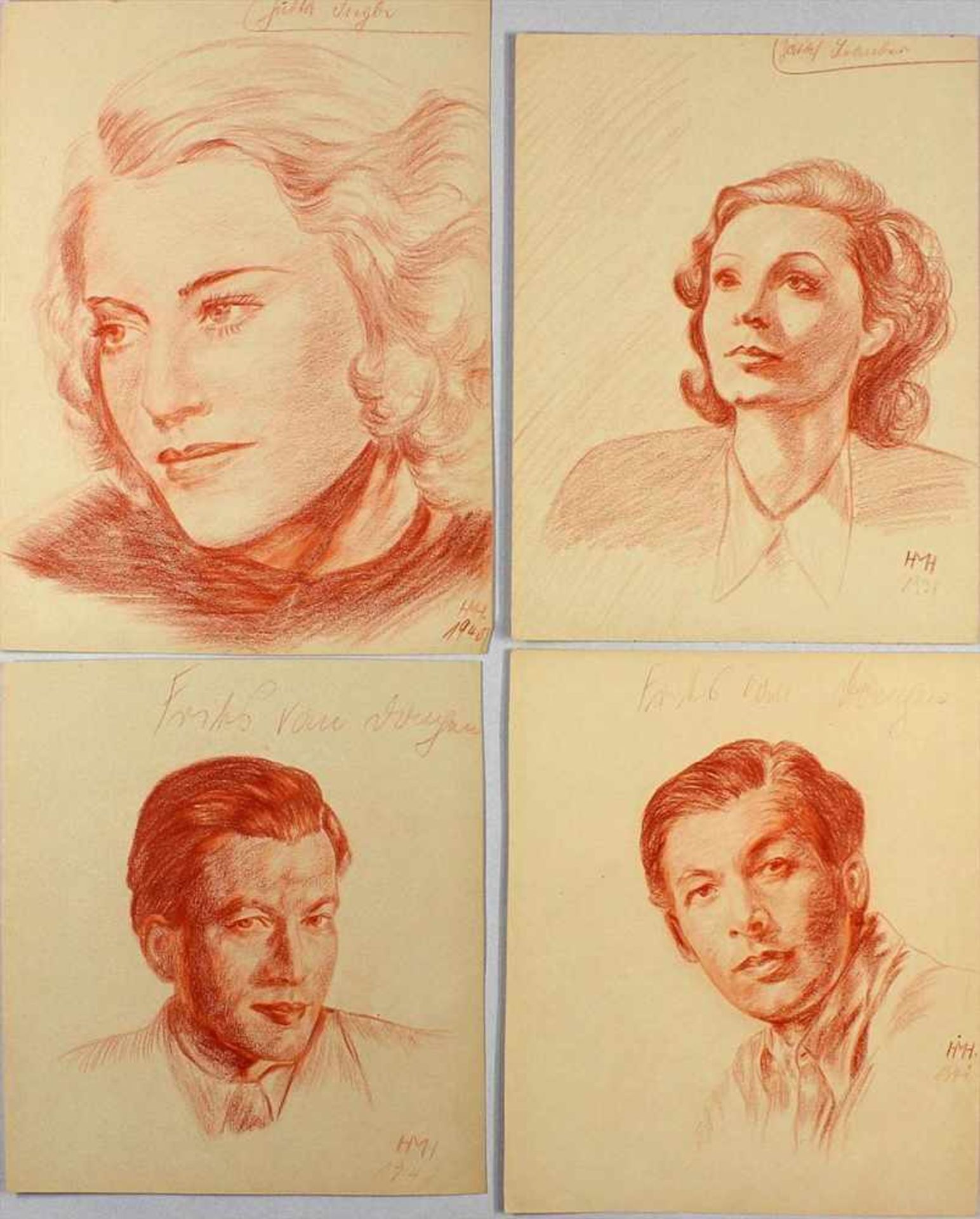 Monogrammist HMH (Mitte 20. Jh.)Sechs Portraits von UFA-Schauspielern, u.a. Marlene Dietrich, - Bild 2 aus 2
