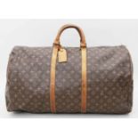 Reisetasche "Keepall 60", Louis Vuitton.Modell Keepall 60. Braunes Monogram-Canvas mit Beschlägen