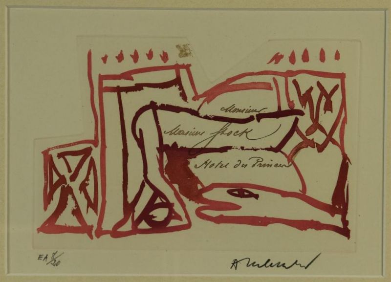ALECHINSKY, PIERRE (1927), ges. r.o., monsieur Stock, ets (e.a.,8/20) 17 x 24 cm.Alechinsky,