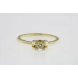 Geelgouden ring bezet met diamantje, 0.06ct. geh. 585/000 ringmaat 17.2