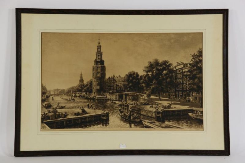 BRANDENBURG, CORNELIS (1884-1954), ges. r.o., gezicht op de Montelbaanstoren te Amsterdam, ets 42 - Image 2 of 3