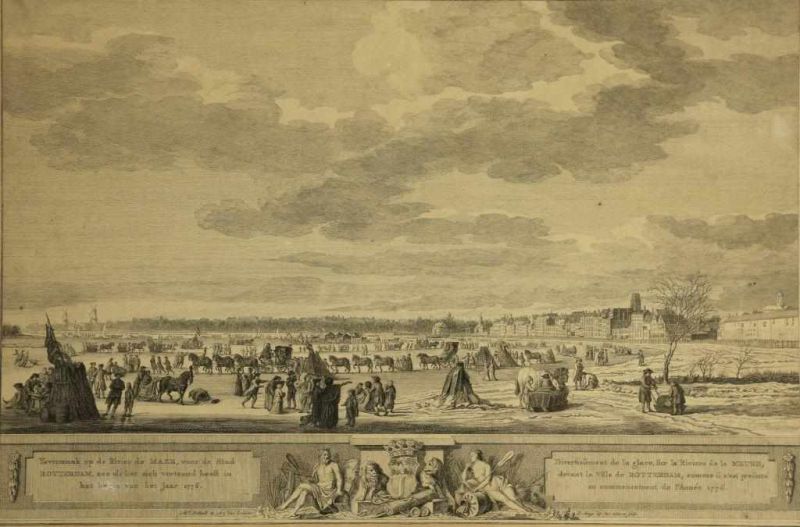 Gravure: Ysvermaak op de rivier de Maze, uitgave Robbert Muys, Abraham Bothall, Ary Vis , 1776, 33 x