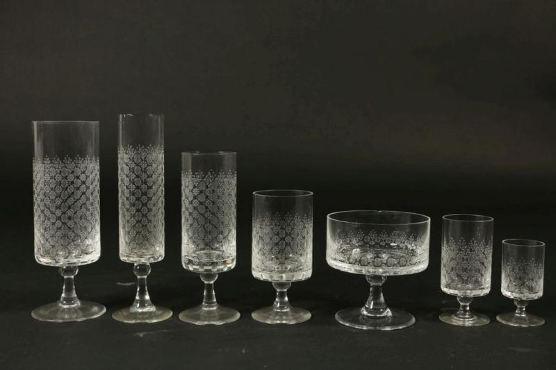 Kristallen Rosenthal glasservies met geëtst decor van bloemen, bestaande uit champagne flutes en - Image 5 of 6