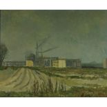 HAMEL, WILLEM (1912), ges. r.o., landschap met nieuwbouwproject, board 90 x 109 cm.Hamel, Willem,