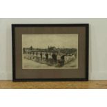 JANSSEN, MARIUS, ges. r.o., 'Maastricht brug aan de Maas', ets 25 x 40 cm.