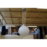 Art Deco hanglamp met wit glazen kapArt Deco lamp with white glass shade