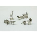 Lot zilveren miniaturen, gew. 129gr. div. kwal. waarbij koetsjesLot silver miniatures, weight 129