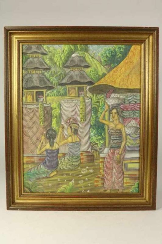 Balinese voorstelling op doek, 49 x 39 cm.