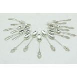 Lot diverse zilveren mokka/theelepels, gew. 101gr.Lot of severalsilver spoons, weight 101 gr.