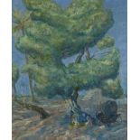ERFMANN, FERDINAND (1901-1968), ges. r.o., rustende figuren onder een boom bij 'Tripoli', doek 59
