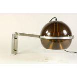 Chromen Raak wandlamp met bruin kunststof kapChrome Raak wall lamp with brown plastic lampshade