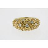 Geelgouden pave ring bezet met gele saffier en diamant briljantslijpsel ca. 0.70ct (gezet gemeten)