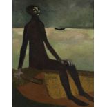 ELFFERS, DICK (1910-1990), onges. t.a., figuur in bootje, doek 75 x 58 cm.ELFFERS, DICK (1910-1990),