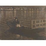 BRANDENBURG, CORNELIS (1884-1954), ges. r.o. Jolleman op de Amstel, ets 30 x 40 cm.Cornelis